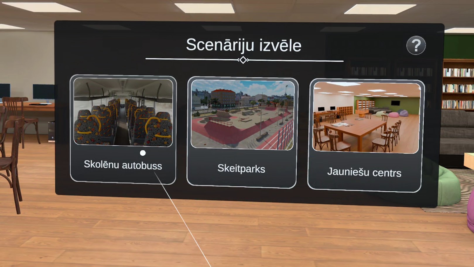 Empātija scenāriju izvēles ekrāns